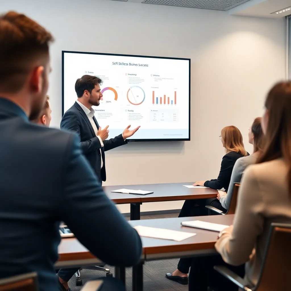 Professional die een presentatie geeft aan collega's