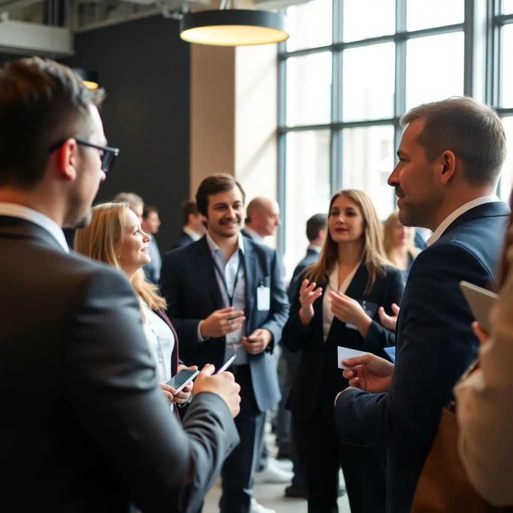 Professionele netwerkevenement in Amsterdam met zakelijke interacties